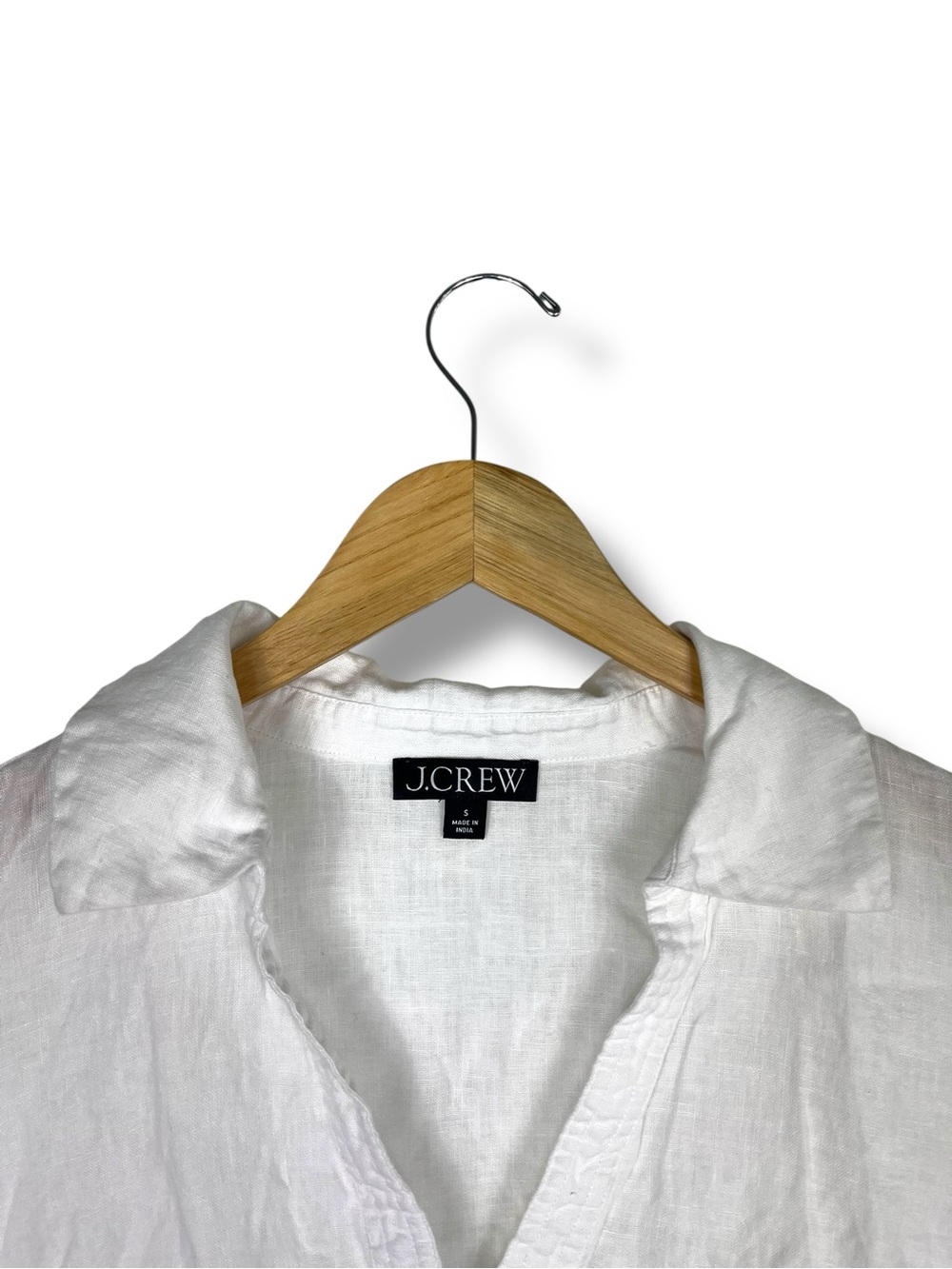 J.CREW Bungalow Popover Top in 100% Linen White Small Chic Travel Old Money - Picture 5 of 9